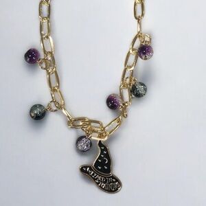 Paperclip Chain Stainless Steel Wizard in Training Necklace with Crackle Quartz